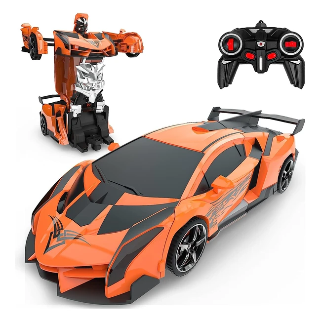 Voiture télécommandée rechargeable Baztoy 2 en 1 transform robot 24GHz RC avec 360° rotation - Jouet pour enfants 3-12 ans