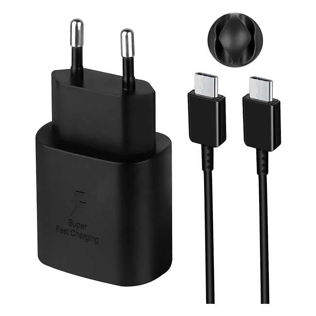 Chargeur Ultra Rapide USB C 25W avec Câble de Chargement Android - Samsung Galaxy S22/S21/S20/A53/5G/Note 10+/Note 20/Z Fold 3