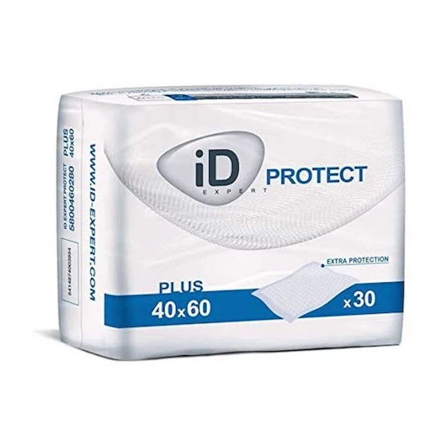 ID Expert Protect Plus Incontinence Bed Protector - Fast Absorption, Ultra Comfort - 40x60 cm - Pack of 30