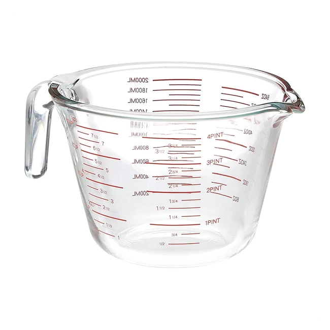 AmazonCommercial Messbecher aus Glas 2L - Großes Fassungsvermögen, hitzebeständig bis 232°C
