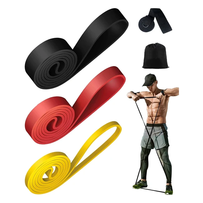 Victoper Resistance Bands - 3 Pieces - Pull Up Bands - Gym Bands for Exercise - Strength Training - Fitness - Pilates - Yoga - Stretch - Toning - Includes Door Anchor and Storage Bag