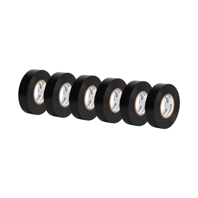 AmazonCommercial Isolierband 19 cm x 1828 m Schwarz 6 Stück - Ideal für elektronische Reparaturen und Kabelbündelung