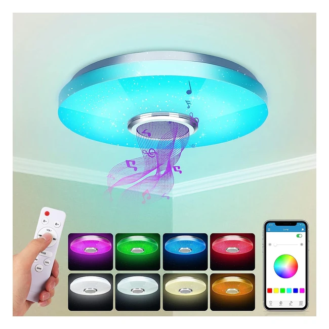 ZXICH 36W LED Ceiling Light with Bluetooth Speaker - Remote Control - RGBW Colour Change - 30cm
