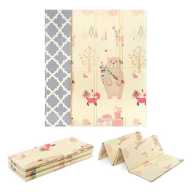 Alfombra infantil Sweety Fox 180x200x15cm - Reversible, plegable e impermeable