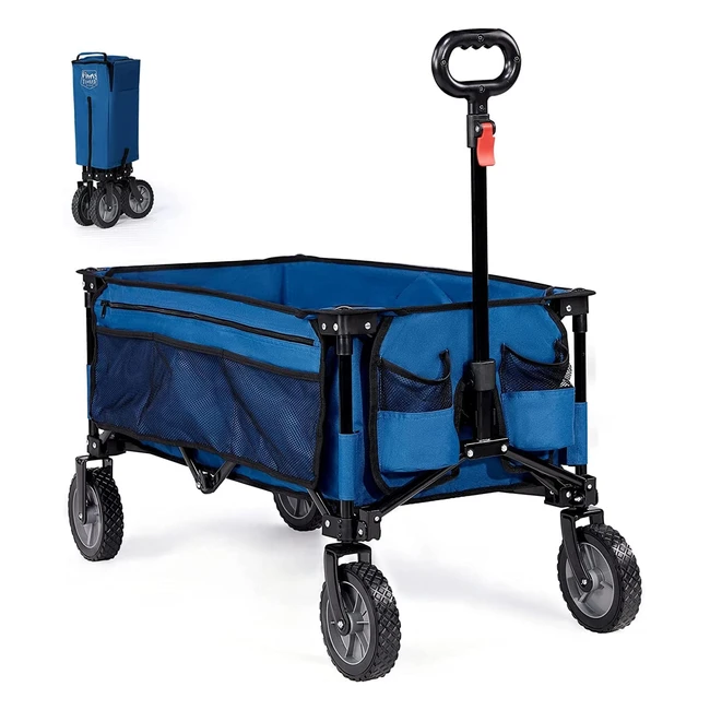 Timber Ridge Handwagen faltbarer Strandhandwagen mit Seitentasche Getränkehalter verstellbarer Griff Gartenwagen Strandwagen für jedes Gelände Outdoor Camping Einkaufen 100 kg Tragkraft