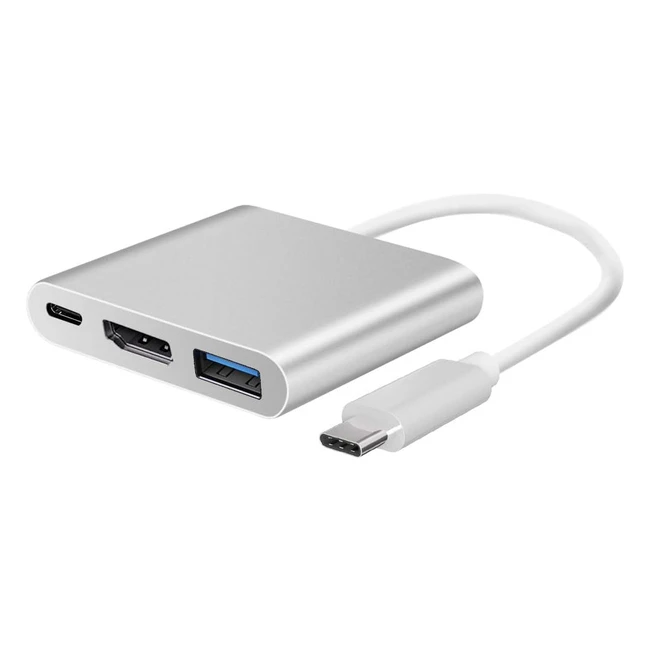 Adaptador USB C a HDMI 4K 3 en 1 | Marca: [Nombre de la marca] | Ref: [Número de referencia] | Puerto USB 3.0 y Carga PD