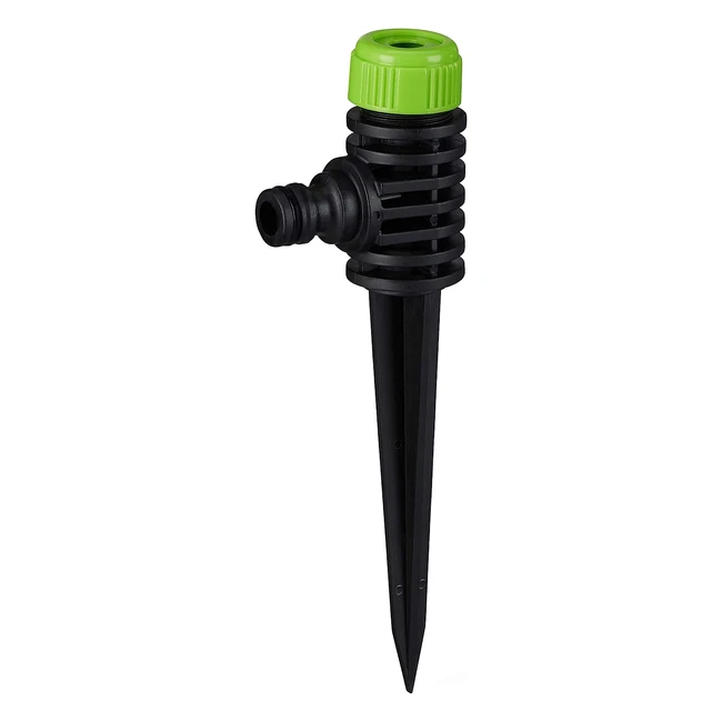 Relaxdays Garten-Sprühregner 12 Zoll Wasserschlauchanschluss mit Erdspieß für Flächen bis zu 30 m, Sprinkler grün/schwarz