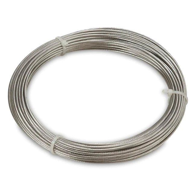 Windhager 10822 Edelstahlseil für Montage und Spannung von Seilmarkisen und Sonnensegeln 14 m x 2 mm Silber