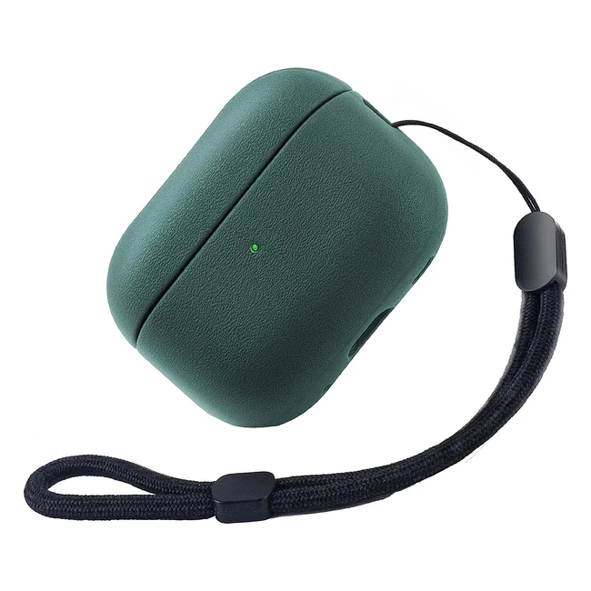 Funda Teyomi para AirPods Pro 2 - Cuero, Correa de Mano, Verde Oscuro