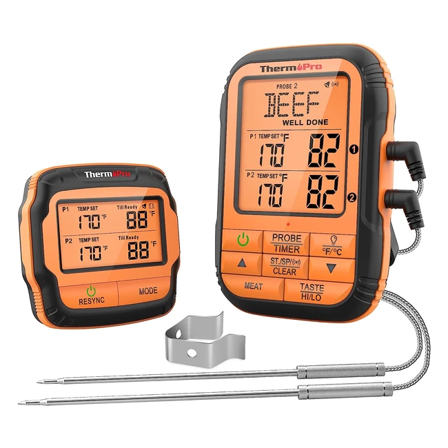 ThermoPro TP28C Wireless Meat Thermometer - Dual Probe, Large LCD, Preset Temp - BBQ, Oven, Grill
