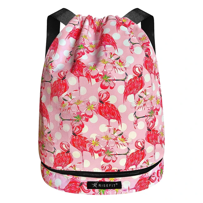 Risefit Drawstring Gym Bag - Waterproof, Lightweight, Wide Straps - School, Gym, Swimming, Beach