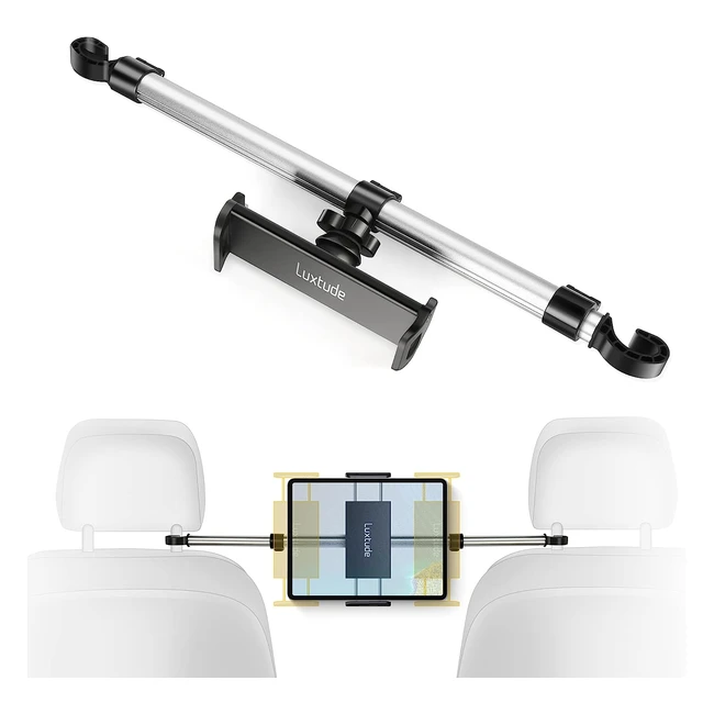 Support tablette voiture Luxtude en aluminium antivibrations - iPad Mini/Air/Pro 12.9/10.5, Switch, iPhone et plus
