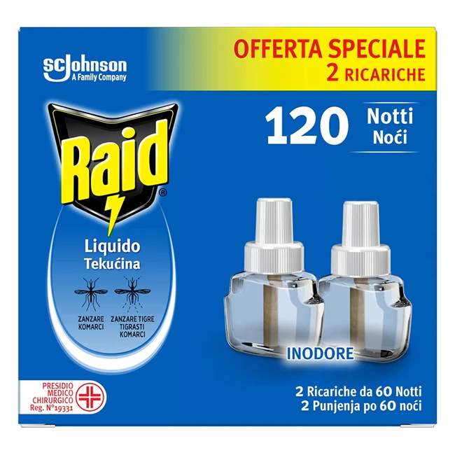 Raid Liquido Elettrico Antizanzare Doppia Ricarica - 120 Notti