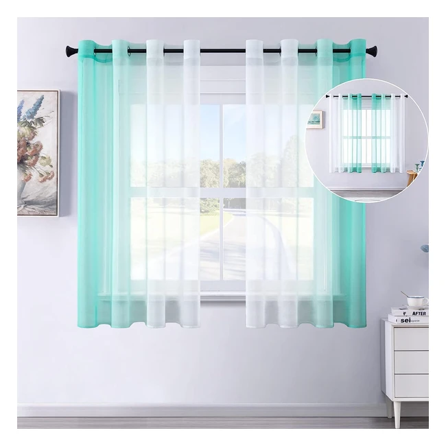 Rideau Voilage Dégradé - Décoration Intérieure - Rideau Fenêtre Salon Cuisine Chambre - Petite Taille 140x145 cm - Lot de 2