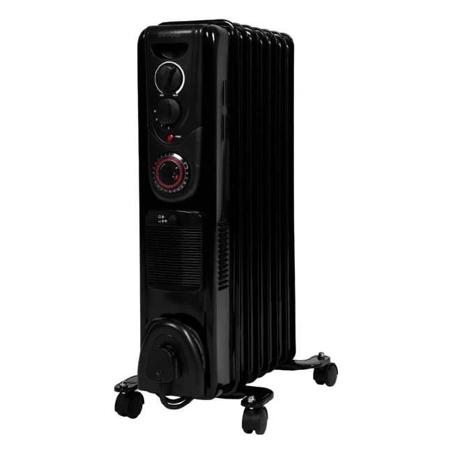 Devola 2000W Oil Filled Radiator with Adjustable Heating Dial, PTC Fan Heater, 24-Hour Shutdown Timer - DVSOR7F20B