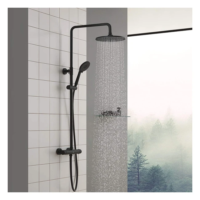 Colonna Doccia Nero Termostatico da 38°C con Miscelatore - Sistema Doccia Soffione - Colonn... (99 characters)