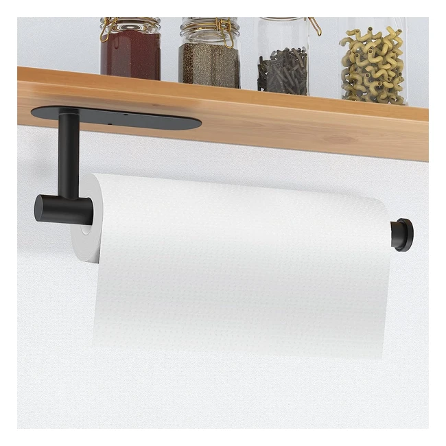 Riovo Kitchen Roll Paper Holder SUS304 Stainless Steel | 2 Placement Ways | Wall Mounted | Black