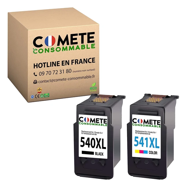 Comete 540 541 XL - 2 Cartouches d'encre compatibles avec Canon PG540 XL CL541 XL - Noir Couleur