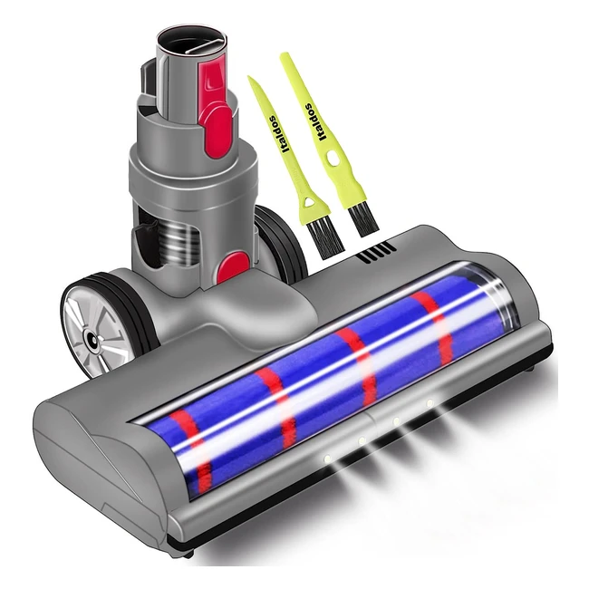 Cepillo Motorizado Turbo Italdos Compatible con Dyson V7 V8 V10 V11 V15 - Cerdas Suaves, Rodillo para Baldosas, Mármol y Parquet - Luz LED y Ruedas Grandes
