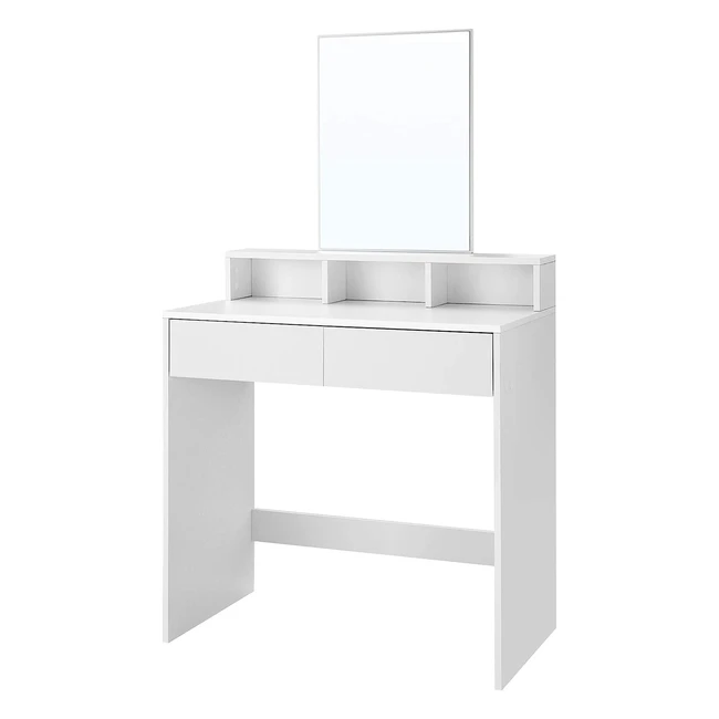 Coiffeuse Moderne avec Miroir Rectangulaire 2 Tiroirs et 3 Compartiments de Ran