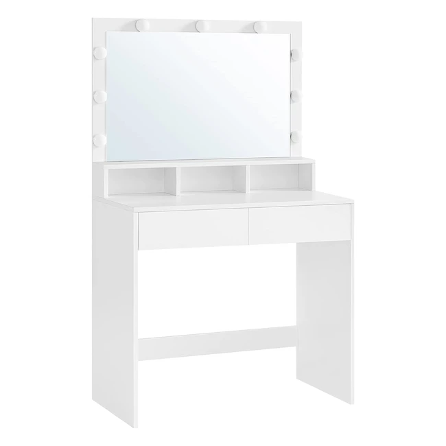 Coiffeuse avec grand miroir LED luminosit rglable 2 tiroirs et 3 compartim