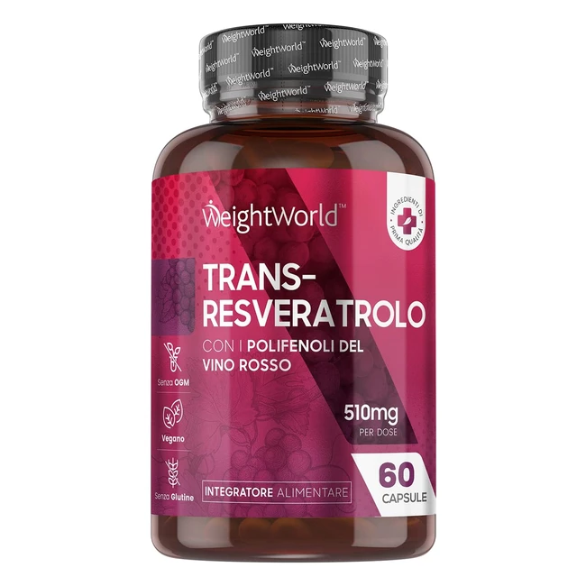 Resveratrolo 500 mg - Polifenoli del Vino Rosso - Capsule Vegane Forti