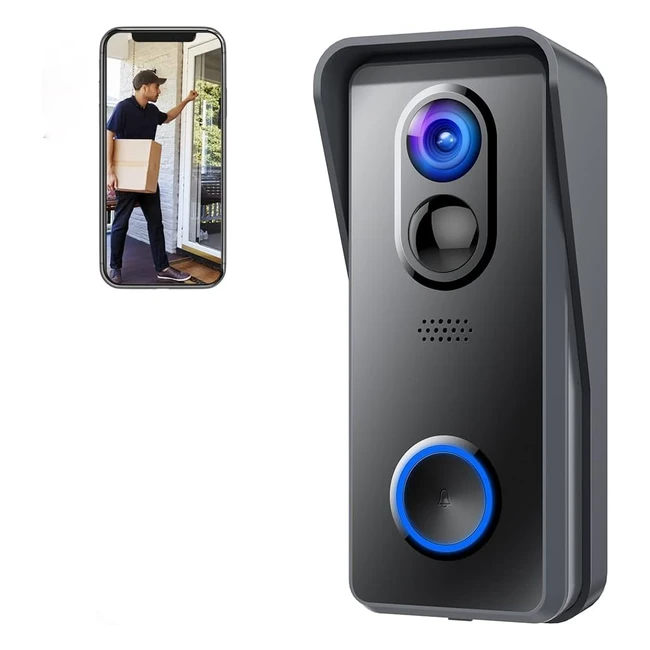 1080p Video Doorbell Camera with Night Vision, 2-Way Audio, Motion Detection - IP65 Waterproof