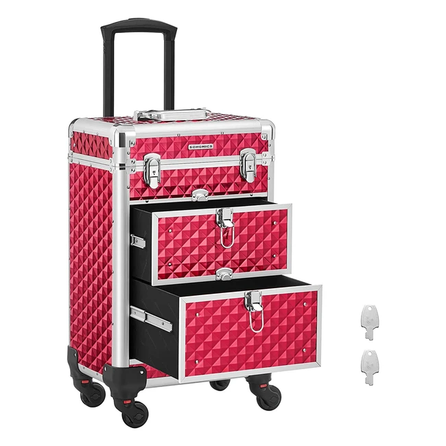 Valise de maquillage professionnelle Songmics avec tiroirs - Rouge