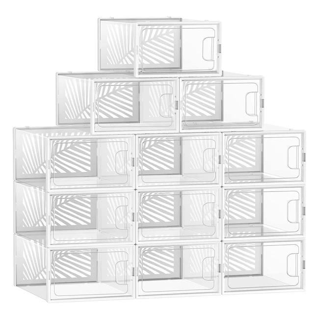 Boîte à chaussures transparente Songmics lot de 12 - Empilables pour pointure 44 - Rangement baskets et talons hauts