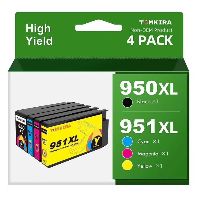 HP 950XL 951XL Ink Cartridges - Compatible Replacement - Officejet Pro 8600 8610 8620 - High Page Yield - 4 Pack