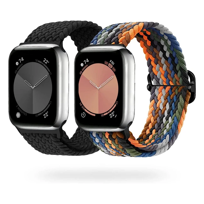 Braided Straps for Apple Watch 41mm 44mm - Adjustable Nylon Band
