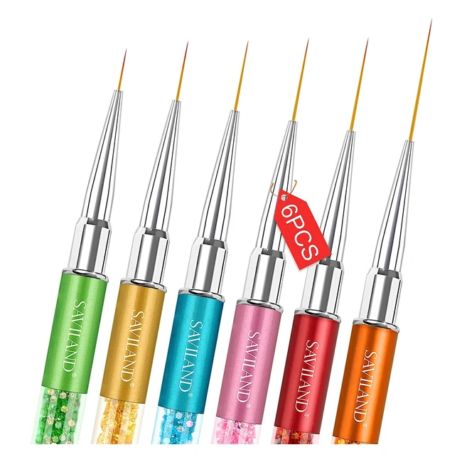 Kit Pinceaux Nail Art Saviland - 6pcs, Gel Peinture, Strass, Dessin Lignes