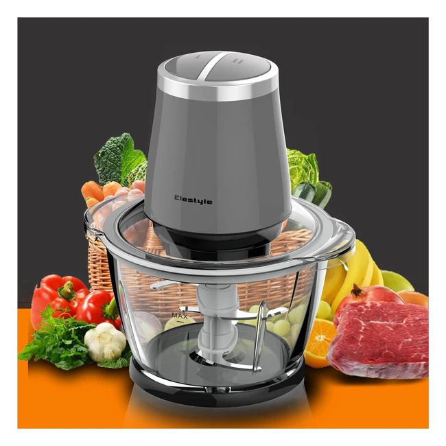 Tritatutto Elettrico Elestyle 500W - Multifunzione, 2 Velocità, 4 Lame, Ciotola in Vetro 12L