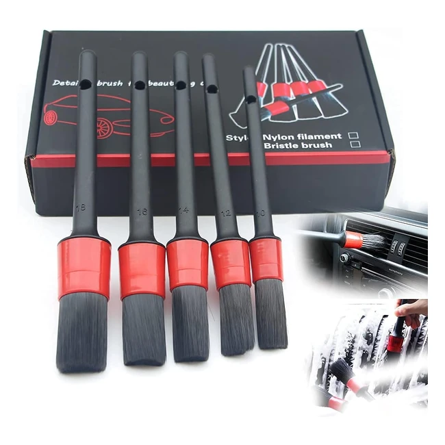 Pinceau de détail 5pcs pour nettoyage auto - Doux, durable et polyvalent