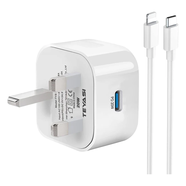 iPhone Fast Charger Plug and Cable 20W | Fast Charge for iPhone 14/14 Pro Max | USB C to Lightning Charging Cable | Type C Plug and Lead