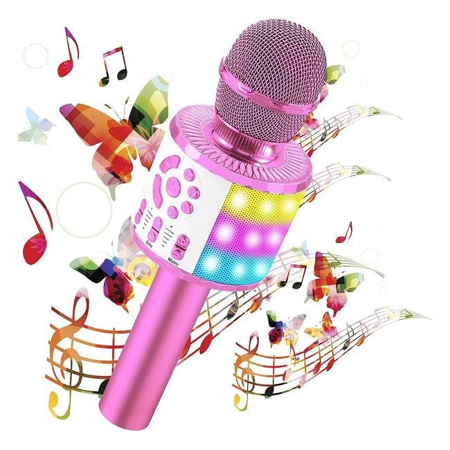 Micrófono Inalámbrico Niños Karaoke Infantil Luces LED 5en1 con Voz