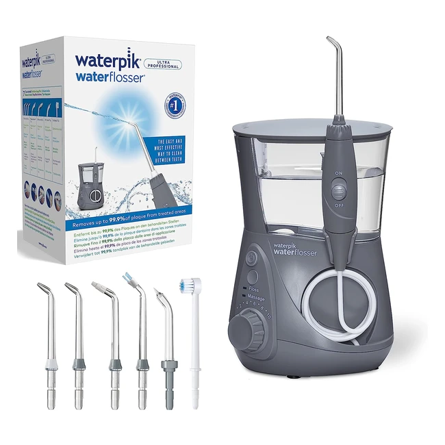 Waterpik Ultra Professional Waterflosser - Entfernt bis zu 99,9% der Plaque - 10 Druckeinstellungen - Integrierter Timer - Grau WP667EU