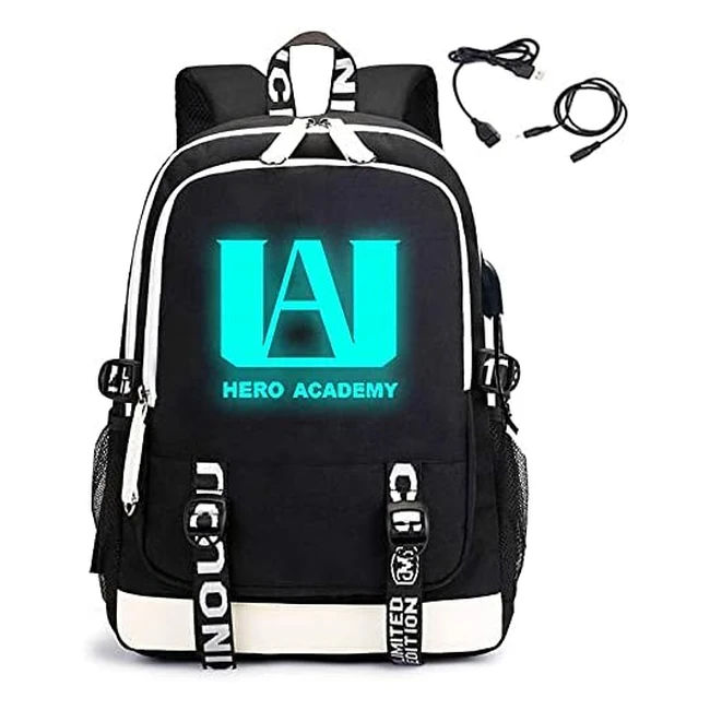 Mochila Escolar Luminosa Anime MHA | USB | Ordenador Portátil
