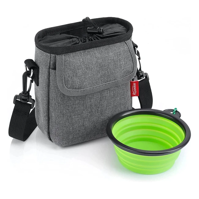 Allonway Dog Treat Pouch - Tightfitting Bag with Poop Bag Holder and Collapsible