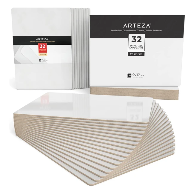 Arteza Small White Board Bulk Set 32 Double Sided Dry Erase Lapboards 9x12 - Versatile & Portable