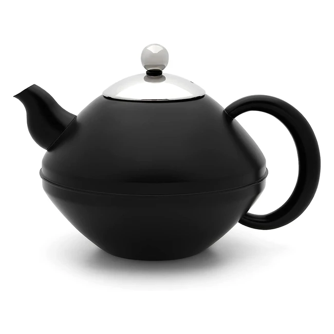 Bredemeijer Große Schwarze Doppelwandige Edelstahl Teekanne 14L - Isolierende Kanne für längeren Teegenuss