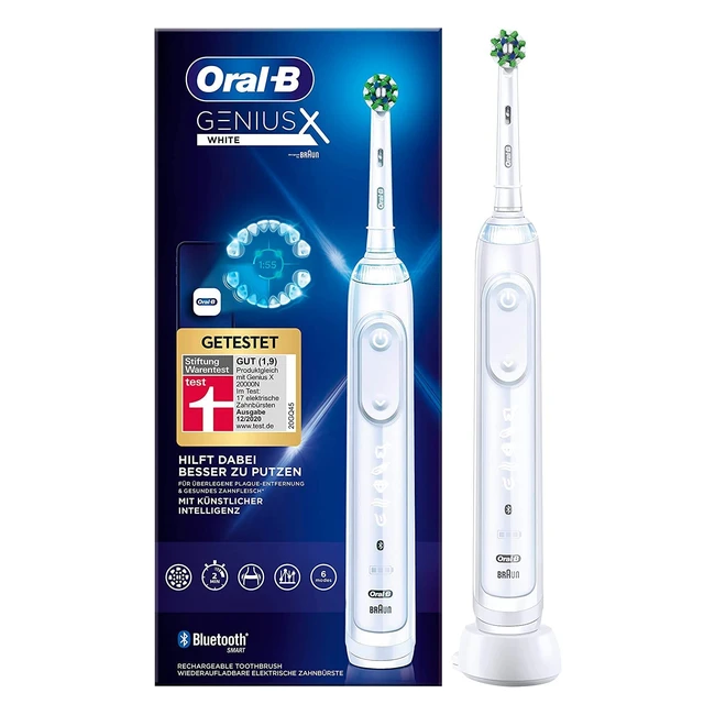 Oral-B Genius X Elektrische Zahnbürste 6 Putzmodi, KI, Bluetooth-App, Geschenk, Weiß