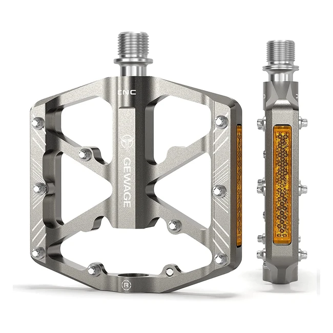 Pédales de vélo réfléchissantes 3 roulements étanches en aluminium CNC antidérapantes
