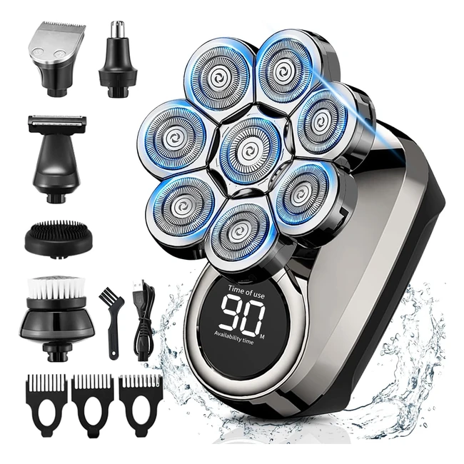 Electric Head Shaver for Men 8D Upgraded 6in1 - Fast, Effective, Precision Shaving