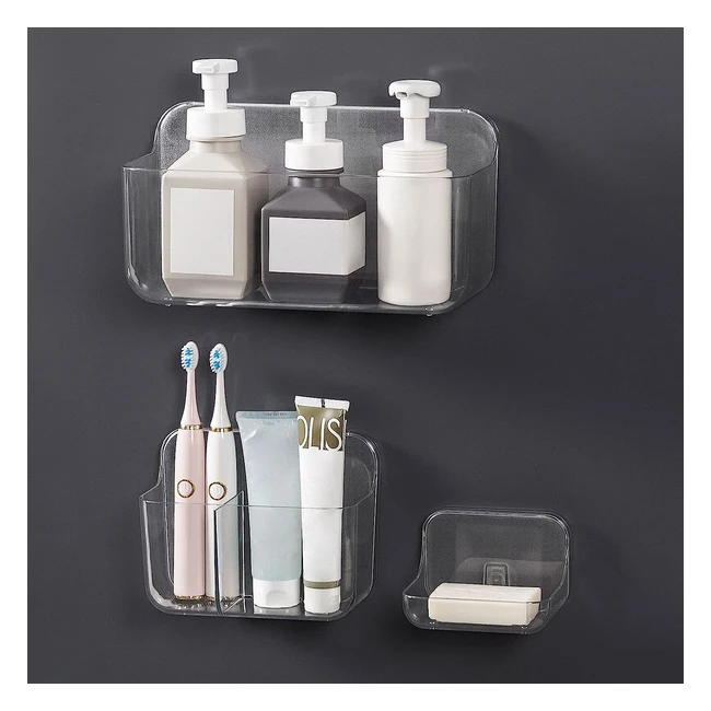 Ettori Shower Caddy - Space Saving, Wall Mounted, No Drilling - Set of 3