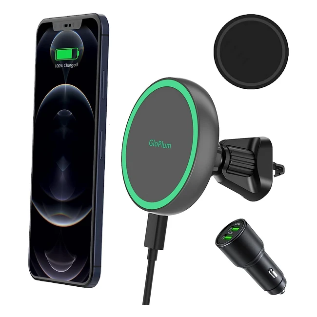 Caricatore Wireless Auto Magnetico da 15W - Ricarica Caricabatterie Senza Fili - Supporto Telefono - Compatibile con iPhone 1413 Pro13 Mini13 Pro Max1212