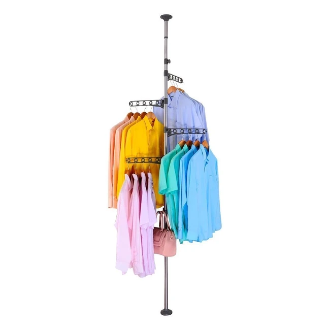 Portemanteau télescopique Baoyouni, séchoir à linge en métal et plastique pliable avec 4 bras et crochets réglables, 175-235 cm ou 230-290 cm