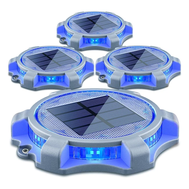 Upgrade Solar Decking Lights - 2 Modes - 12 LED - Waterproof - Outdoor Garden Pathway Lights - 4 Pack