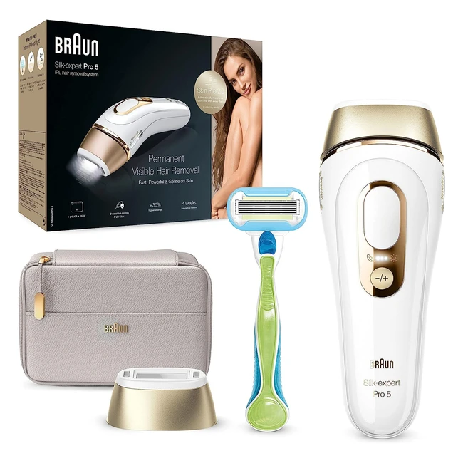 Braun Silk-expert Pro 5 PL5054 IPL-Haarentfernungsgert für Damen - Dauerhaft sichtbare Haarentfernung - Weiß/Gold