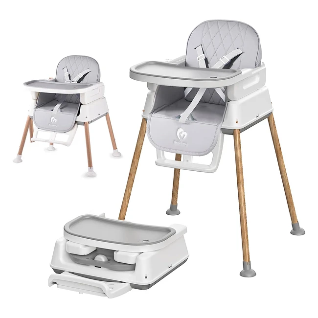 3 in 1 Baby High Chair - Bellababy Adjustable Convertible - Compact, Lightweight, Portable - Easy to Clean - Red/Dark Gray/Grey